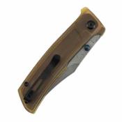 B2108A5 Couteau TENABLE Bison Lame Acier Damas Water Ripple Manche Ultem Amber Liner Lock - Livraison Gratuite