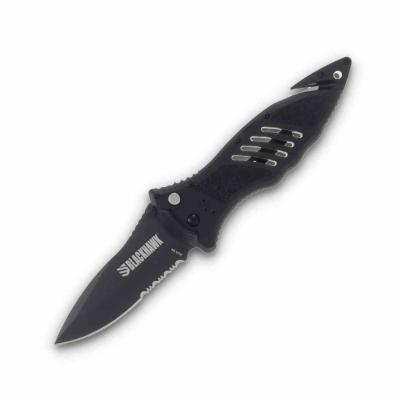 BH15M311BK — Couteau Blackhawk CQD Large Button Lock Lame Acier D2 Partiellement Serré Manche Nylon Livraison Gratuite