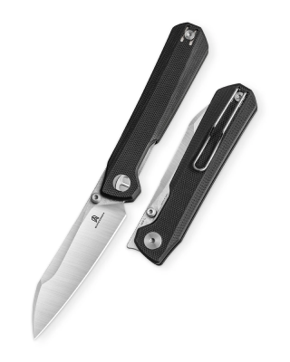 BTKMK20A — Couteau Pliant Bestechman Curvee Liner Lock Lame Acier AEB-L Two-Tone Manche Plaquettes G10 Noir Front Flipper Thumb Stud Livraison Gratuite
