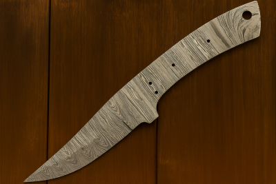 BLDM2747 Lame Drop Point Courbe A customiser un Manche – Acier Damas – One Piece Construction – Livraison Gratuite