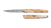 BTKMK14D4 Bestechman Lanza Olive Wood | Couteau Pliant Lame Drop Point Acier Damas | Manche Bois d'Olivier Front Flipper Liner Lock - Livraison Gratuite