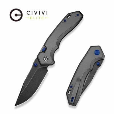 CE250931 — Couteau Civivi Elite Brova Top Liner Lock Lame Acier CPM S35VN Noir Manche Aluminium Gris Livraison Gratuite