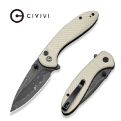 CIVC24031DS1 CIVIVI Faeger Damas – Couteau Pliant Button Lock | Lame Drop Point Damas | Manche G10 Ivoire IKBS - Livraison Gratuite