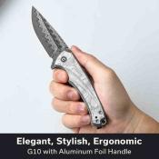 CIVC24040DS1 Couteau CIVIVI Voidflare | Lame Drop Point Acier Damas | Manche G10 Aluminum Foil Linerlock - Livraison Gratuite