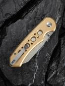 CIVC240673  Couteau CIVIVI Pragma Prime Wharncliffe Lame Acier Sandvik 14C28N Manche Aluminium Champagne Button Lock - Livraison Gratuite
