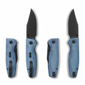 CMB21B Couteau CMB Made Knives Lucky | Lame Drop Point Acier 14C28N Blk | Manche Blue Micarta Liner Lock - Livraison Gratuite