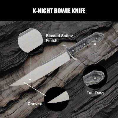 Couteau Condor K-Night Bowie Lame Acier Carbone 1075HC Manche Micarta Etui CUir Salvador CTK1343114HC - Livraison Gratuite 