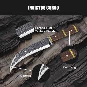CTK398309HC Condor Tool & Knife - Couteau Invictus Corvo Manche Noyer Lame Acier 1095 Etui CUir Salvador - Livraison Gratuite