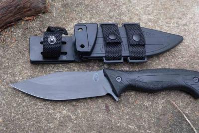 WARG2L53 – Couteau WithArmour Lame Acier Inox Manche Plastique Noir Étui Ceinture – Livraison Gratuite