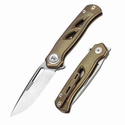 DTK4260BR Couteau Dreamtech D4260 | Lame Acier M390 | Manche Titane Bronze | Button Lock & Flipper - Livraison Gratuite