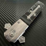 EE10A137BP ElitEdge Knight Warrior – Couteau pliant Linerlock Lame Acier 440C Satin Manche Marbled Synthetic - Livraison Gratuite