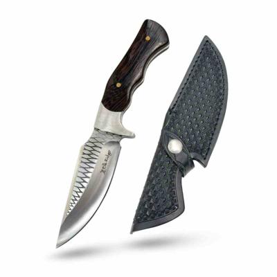 ERFIX127 - Elk Ridge - Couteau Chasse Survie - Manche Bois - Lame Acier Inoxydable - Drop Point - Etui Cuir - Livraison Gratuite