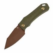 G1058A3 Tenable Loki Couteau Lame Wharncliffe Acier D2 Rose Gold | Manche Olive Green G10 - Livraison Gratuite Housse Kydex