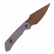 G3034A5 Kansept Fenrir | Couteau Lame Harpon Acier D2 Rose Gold | Manche Purple Micarta Housse Kydex - Livraison Gratuite 