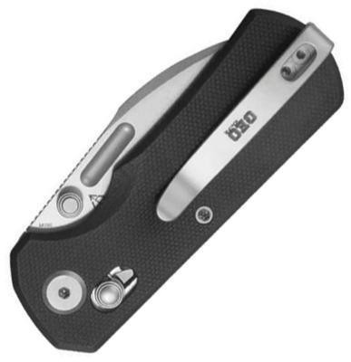GEO2508A — Couteau GEO Knife Belluf Lame Acier Bohler M390 Drop Point Stonewash Manche G10 Noir Crossbar Lock - Livraison Gratuite