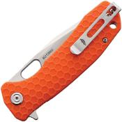 HB1326 — Couteau Honey Badger Large Tanto Lame Acier 8Cr13MoV 57-59 HRC Satiné Manche FRN Orange Linerlock Clip - Livraison Gratuite