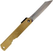 HIGOZOD05 — Couteau Higonokami Warikomi Lame Acier Blue Paper Made in Japan Manche Laiton Gravé Sanglier Chikiri Clip - Livraison Gratuite