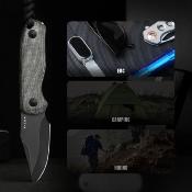 KI1092A1 Couteau Kizer Drop Bear Lame Clip Point Acier AEB-L Manche Micarta Noir Etui Kydex - Livraison Gratuite