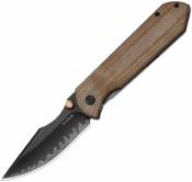 Ki4784A4 Kizer Harpoon Fold | Couteau Lame Drop Point Acier 3-Couches Composite | Manche Titane & Norplex UltreX™ Micarta Frame Lock - Livraison Gratuite
