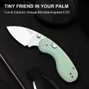 KIV2742A4 Kizer Microbe – Couteau Lame Acier 14C28N Satin Drop Point Manche G10 Jade Button Lock – Livraison Gratuite