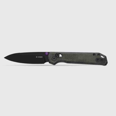 KIV34582CDA1 Couteau Kizer Begleiter 2.9 | Lame Acier BD1N Black PVD | Manche Micarta Noir | Livraison Gratuite