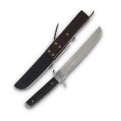 KO049 Couteau Komoran Warlord Lame Tanto Acier Satin Manche Bois Ébène Etui Cuir/Kydex - Livraison Gratuite