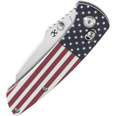 KT1015V9 — Couteau Kansept Main Street Crossbar Lock Acier 154CM Stonewash Wharncliffe Manche G10 Motif Drapeau Américain EDC Livraison Gratuite