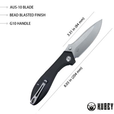 KUB314F Couteau Kubey Ruckus Black Lame Acier AUS-10 IKBS  - Livraison Gratuite