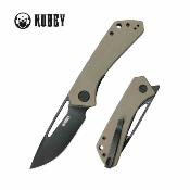 KUB331U Kubey Thalia – Couteau pliant Liner Lock Lame Acier 14C28N Blackwash Manche Tan G10 Bearing - Livraison Gratuite