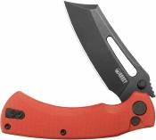 KUB378A Kubey Dheo KU378C – Couteau Pliant EDC Button Lock | Lame Wharncliffe 14C28N Blackwash | Manche G10 Rouge - Livraison Gratuite