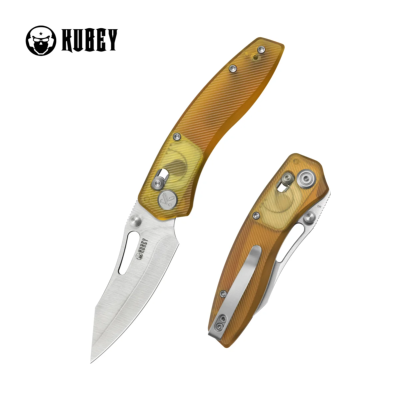 KUB421E Couteau Pliant Kubey Caiman Lame Acier San Mai M2 (HRC 60-62) Manche Ultem Crossbar Lock - Livraison Gratuite