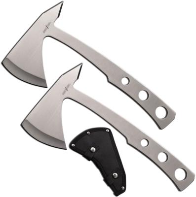 M4506 Lot de 2 Haches de Lancer Perfect Point Throwing Axe Lame Acier Inox Etui Nylon - Livraison Gratuite 