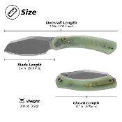MGR827YG — Couteau Miguron Karok Lame Acier D2 Sheepsfoot Stonewash Manche Plaquettes G10 Glow-in-the-Dark Green Button Liner Lock - Livraison Gratuite