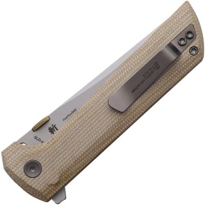 NMB2406YLMCT — Couteau North Mountain Blade Chop 2 Button Lock Lame Acier SLD-Magic San Mai Tanto Manche Micarta Tan Livraison Gratuite