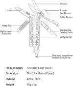 NTL20287 Outils multifonctions 9-en-1 NexTool E1 Pocket Tool Manche Aluminium Noir - Livraison Gratuite