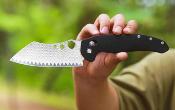 OKNSENTRYR1BLK Couteau Oknife Sentry R1 | Lame Acier Damas Sheepsfoot | Manche Black Micarta | Crossbar Lock | Livraison Gratuite