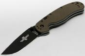 ON8871OD Ontario RAT Model 1A A/O – Couteau Pliant Lame Drop Point Acier AUS‑8 Manche G10 Vert OD Linerlock - Livraison Gratuite