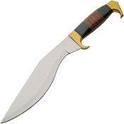 PA203528 Couteau Kukri Lame Acier Inox Manche Cuir/Bois Etui CUir - Livraison Gratuite