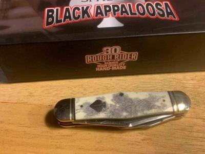 RR2487 Rough Rider Swell Center Appaloosa – Couteau pliant 2 lame acier 440 satin clip & spey, manche Os Boite Collector - Livraison Gratuite