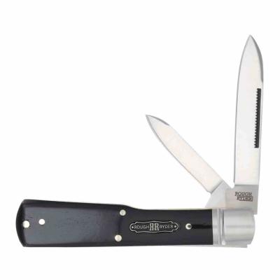 RR2569 – Rough Ryder Black Reserve Gunstock – Couteau pliant 2 lames Acier 440A Satin – Manche Os Noir Poli – Slip Joint – Livraison Gratuite