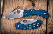 SC28PCBL2 Couteau Spyderco Dragonfly 2 Lame Acier CPM SPY27 Manche FRN Bleu Cobalt Lockback Made in Japan  - Livraison Gratuite
