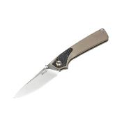 SRM106MGW Couteau SRM Dome 106M-GW | Lame Drop Point Acier 12C27 | Finition Satinée | Manche G10 Desert  | Clip - Livraison Gratuite