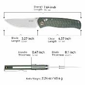 SRM255LMG3 Couteau SRM Medal | Lame Acier 140Cr Laminated Drop Point | Manche Plaquettes Green Micarta | Slip Joint | Livraison Gratuite