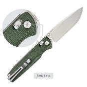 SRM258LMG2 Couteau SRM Terrier 258L-MG2 Lame Acier Laminé 140Cr Manche Micarta Green Ambi Lock - Livraison Gratuite
