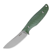 SRM605TGP — Couteau SRM Fossa Lame Acier 14C28N Upswept Drop Point Bead Blast Manche Plaquettes G10 Vert Étui PVC - Livraison Gratuite