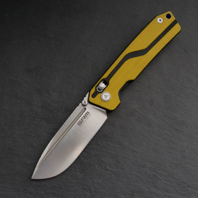 SRM7228LGW Couteau SRM Knives 7228L Yellow Ambi Lock Lame 10Cr15CoMoV - Livraison Gratuite