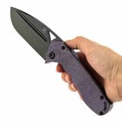 T1054A6 Tenable Bombur - Couteau Pliant Linerlock Lame Acier D2 Blackwash Drop Point Manche Micarta Violet - Livraison Gratuite