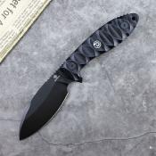 TD009 — Couteau Defcon Tactical Fixed Blade Lame Acier Sandvik 14C28N Noir Époxy Manche G10 Noir Lame Fixe Housse Kydex - Livraison Gratuite