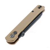 TD013DM Couteau Defcon Operator Tanto Reverse Lame Sandvik 14C28N Manche Aluminium Tan Sécurité Button Lock - Livraison Gratuite