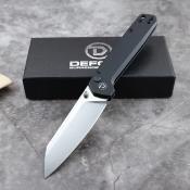 TD015BK Couteau Defcon Tier 2 Lame Sheepfoot Sandvik 14C28N Manche Aluminium Black Sécurité Button Lock - Livraison Gratuite